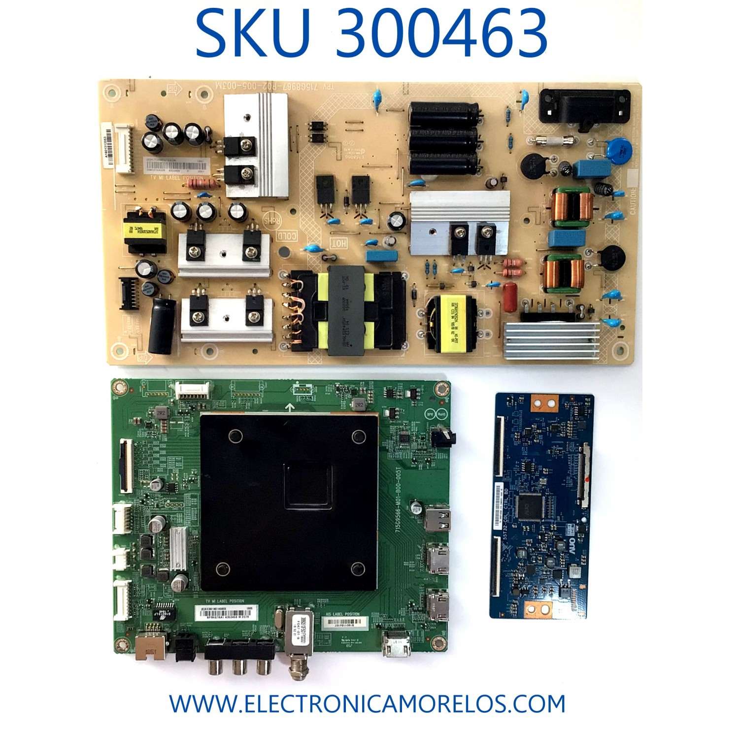 KIT  DE TARJETAS PARA TV INSIGNIA / MAIN XICB01K014 / 715G9566-M01-B00-005T / T-CON 55.55T32.C28 / 55T32-C0L / 5555T32C28 / FUENTE PLTVHW321XAGN / 715G8967-P02-005-003M / PANEL TPT550U1-QVN05.U REV:S57B0U / DISPLAY T550QVN05.7 / MODELO NS-55DF710NA19